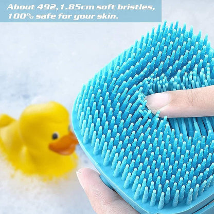 Soft Silicone Bath Brush with Hooks | Exfoliating Shower Scrubber for Men, Women & Babies | Quick Dry Body Cleaning Brush