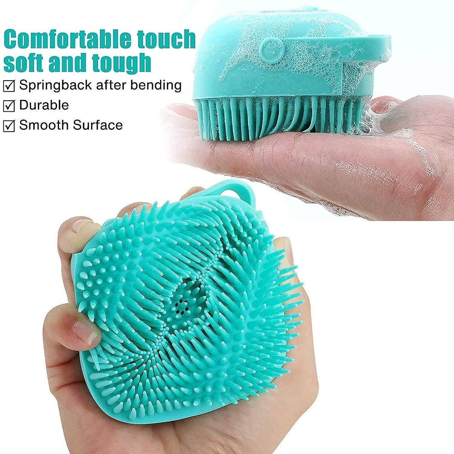 Soft Silicone Bath Brush with Hooks | Exfoliating Shower Scrubber for Men, Women & Babies | Quick Dry Body Cleaning Brush