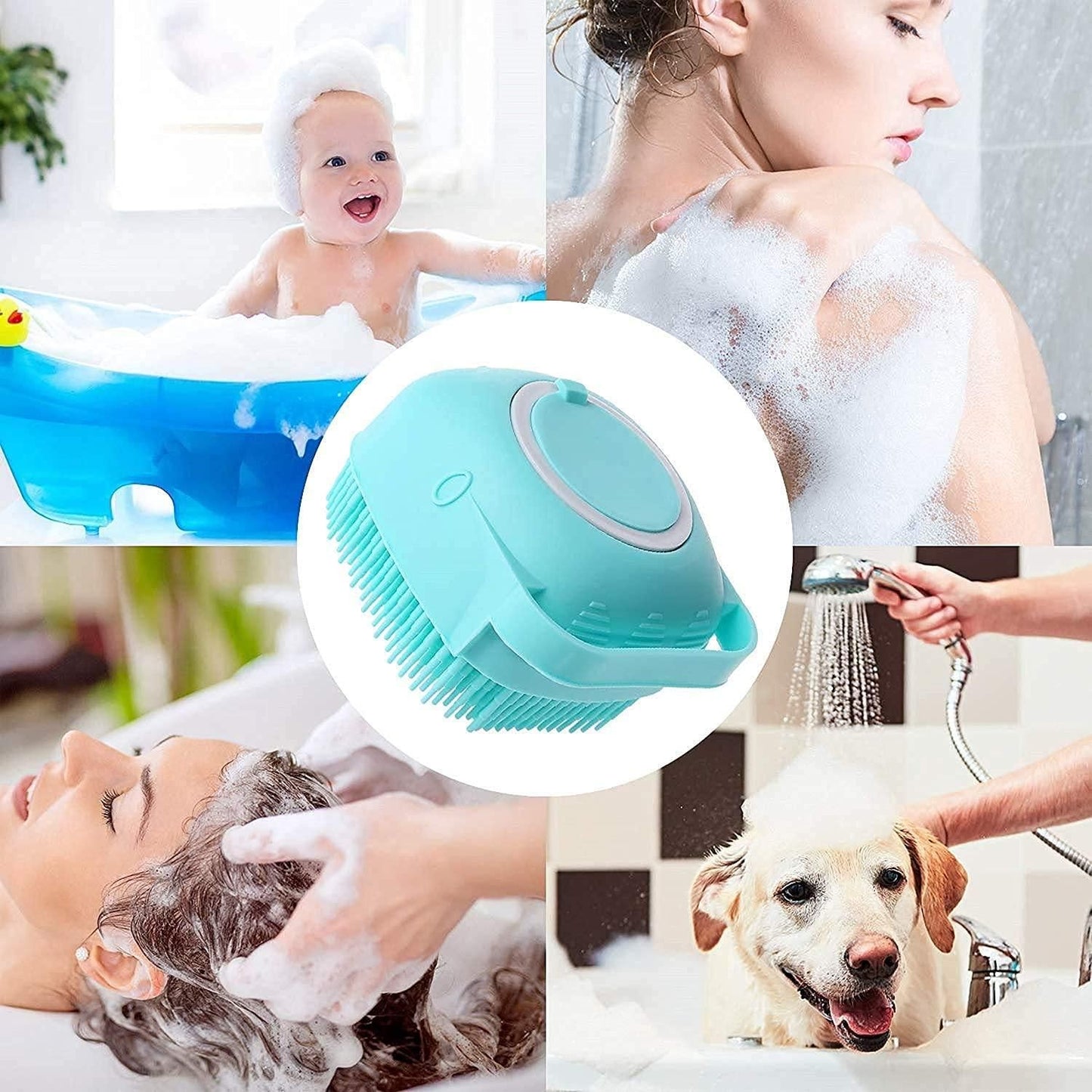 Soft Silicone Bath Brush with Hooks | Exfoliating Shower Scrubber for Men, Women & Babies | Quick Dry Body Cleaning Brush