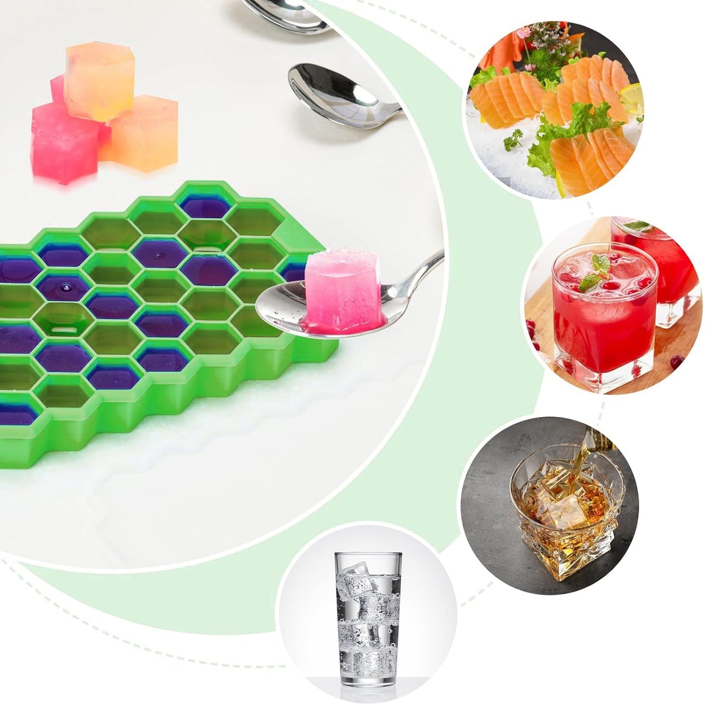 **Kitchen4U Silicone Ice Cube Tray | Flexible 37-Cube Tray for Drinks (1 Pc)** ❄️