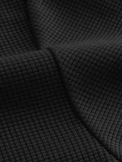 Men's Waffle Fabric Cooling Breathable Short Sleeve Black T-Shirt