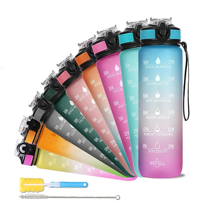 Sport Print 1000ml Gym water Bottle with time maker | Leak Proof BPA Free | Fitness Sipper | Gym Workout Running Cycling Outdoor Travel|