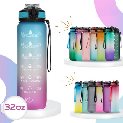 Sport Print 1000ml Gym water Bottle with time maker | Leak Proof BPA Free | Fitness Sipper | Gym Workout Running Cycling Outdoor Travel|