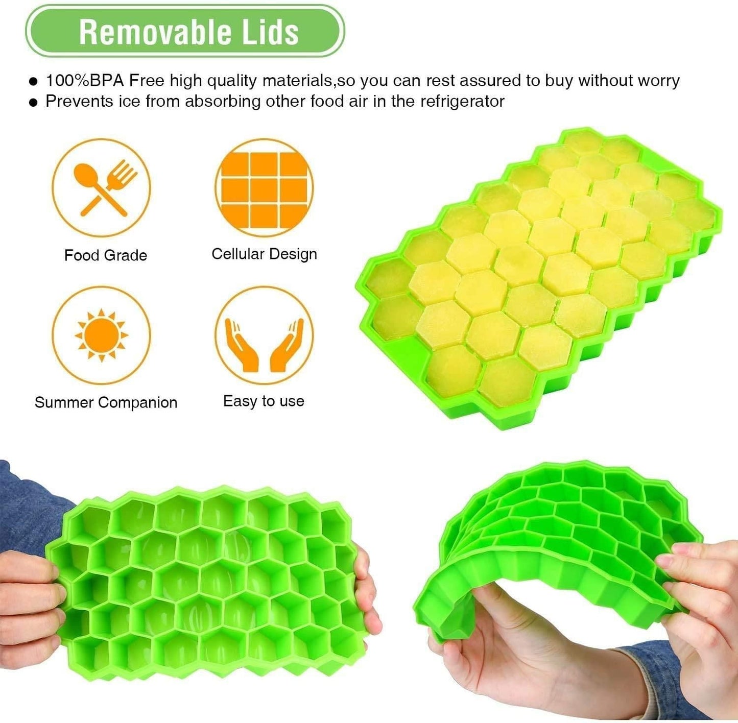 **Kitchen4U Silicone Ice Cube Tray | Flexible 37-Cube Tray for Drinks (1 Pc)** ❄️