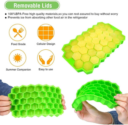 **Kitchen4U Silicone Ice Cube Tray | Flexible 37-Cube Tray for Drinks (1 Pc)** ❄️