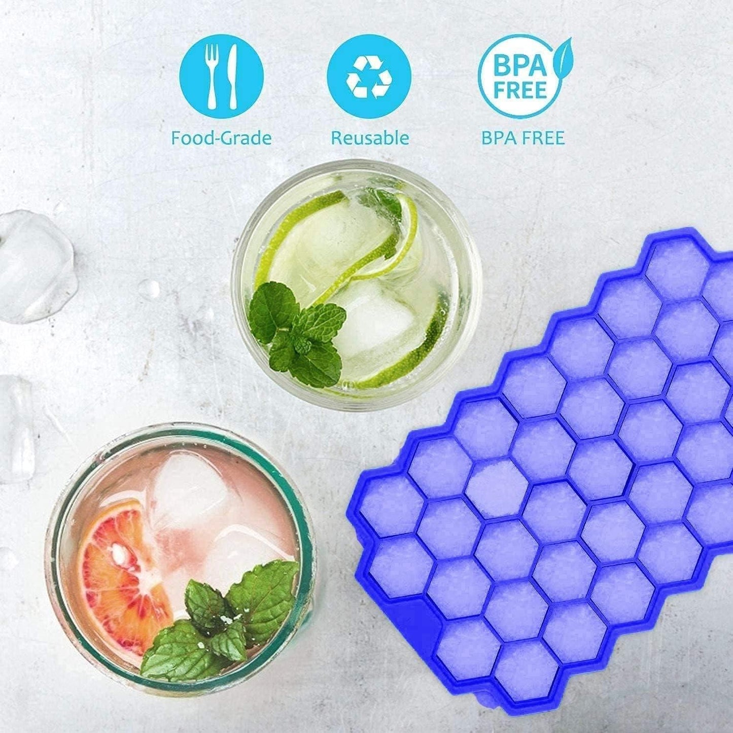 **Kitchen4U Silicone Ice Cube Tray | Flexible 37-Cube Tray for Drinks (1 Pc)** ❄️