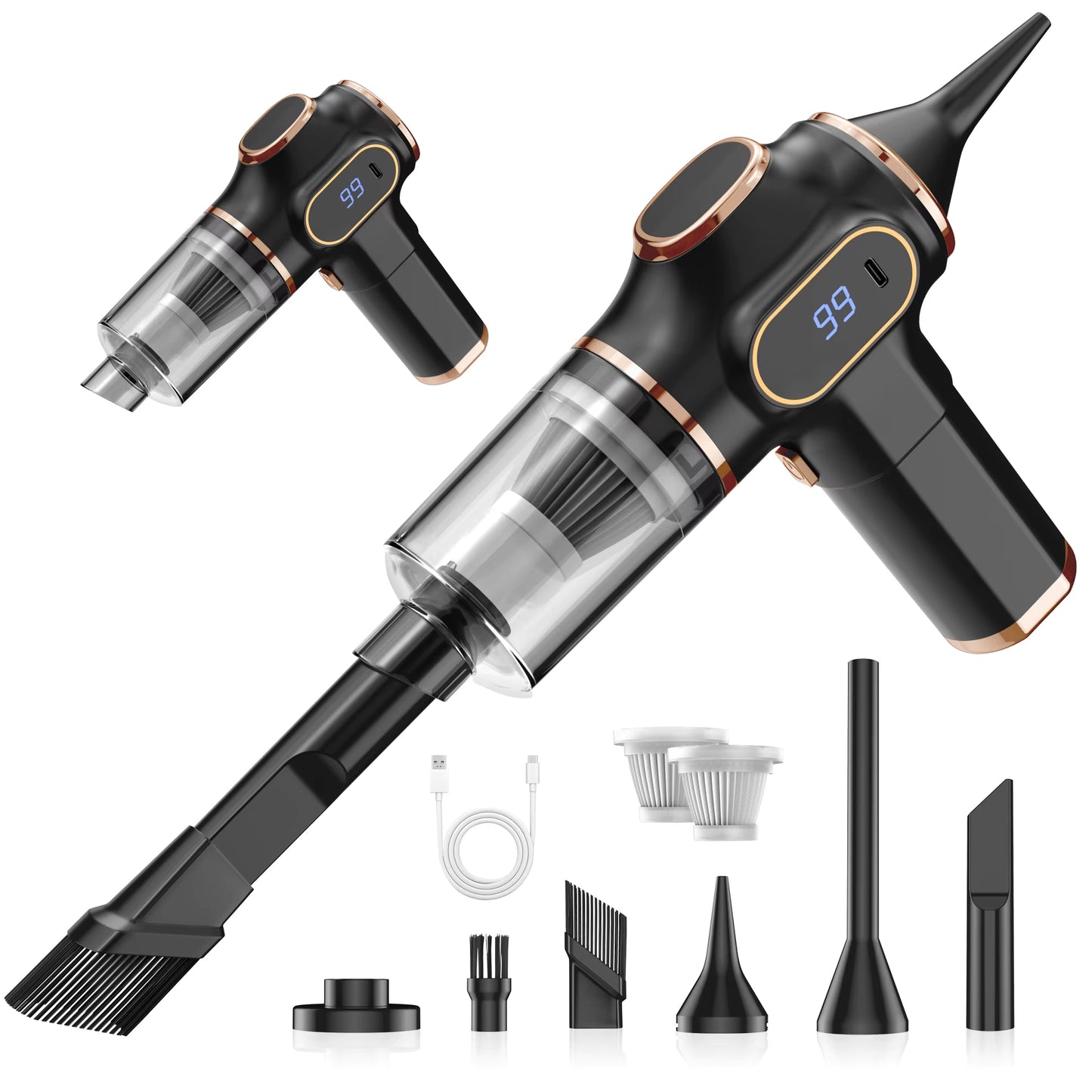 "Portable Cordless Car Vacuum Cleaner | High Power Rechargeable Mini Cleaner | Air Blower for Car & Home"